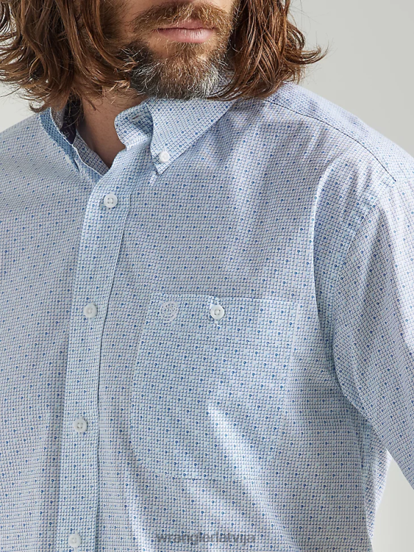 Baby Blue Džordžs šaurs krekls ar īsām piedurknēm ar vienu kabatas apdruku pogu vīriešiem apģērbs Wrangler BFNTB300