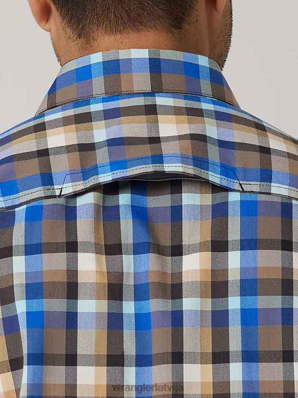 ametista jūrmala videi draudzīgs rūtains sporta krekls ar īsām piedurknēm vīriešiem apģērbs Wrangler BFNTB400