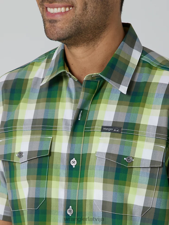 ametista mežs videi draudzīgs rūtains sporta krekls ar īsām piedurknēm vīriešiem apģērbs Wrangler BFNTB399