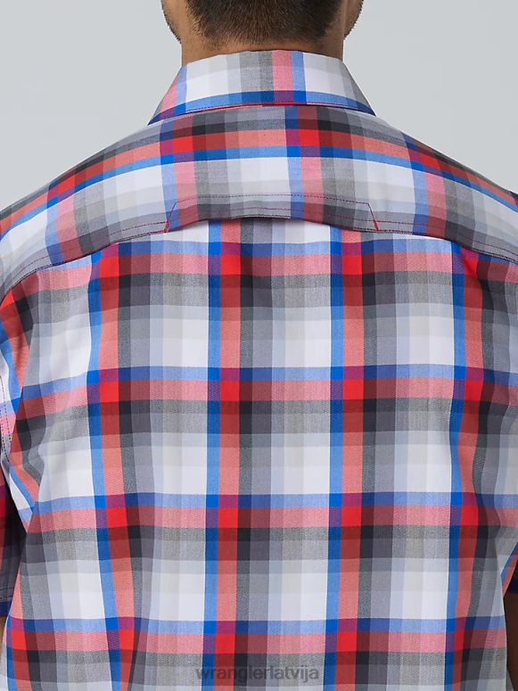 ametista pilsēta videi draudzīgs rūtains sporta krekls ar īsām piedurknēm vīriešiem apģērbs Wrangler BFNTB397