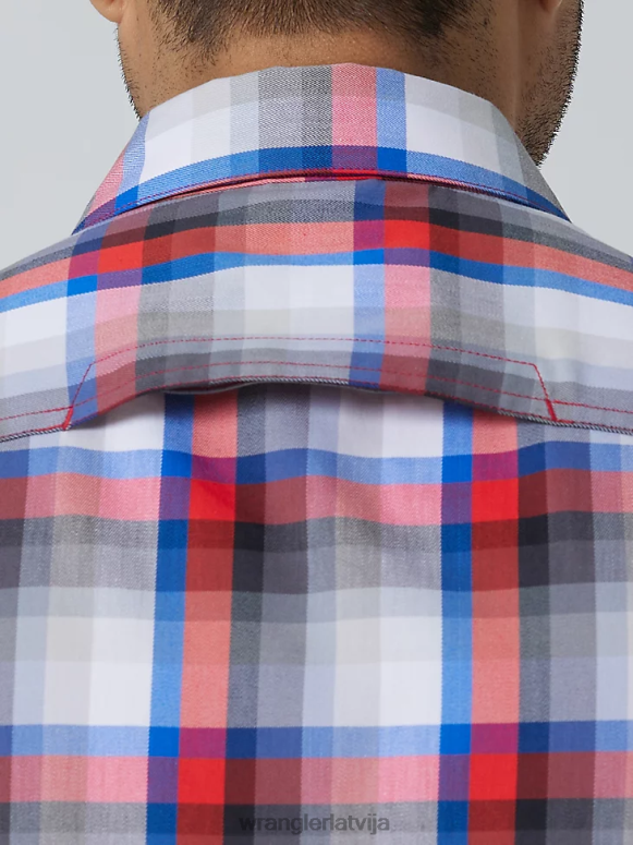 ametista pilsēta videi draudzīgs rūtains sporta krekls ar īsām piedurknēm vīriešiem apģērbs Wrangler BFNTB654