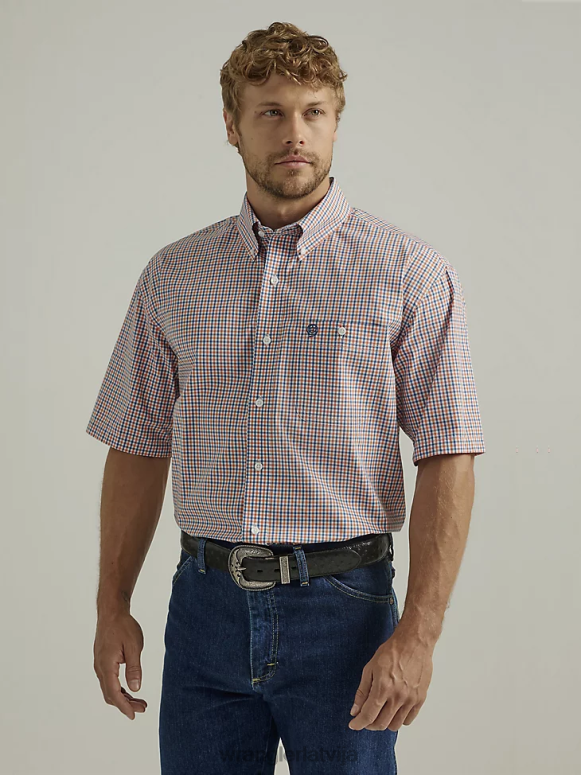 apelsīna miza Džordžs Strait rūtains krekls ar īsām piedurknēm ar 1 kabatas pogu vīriešiem apģērbs Wrangler BFNTB312