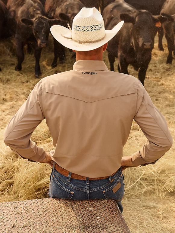 apmācies Performance snap masīvs krekls ar garām piedurknēm vīriešiem apģērbs Wrangler BFNTB432