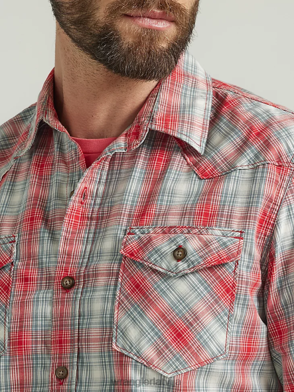 aura oranža kovboju mazgāšanas rūtains krekls vīriešiem apģērbs Wrangler BFNTB409