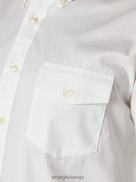 balts krāsots tuksneša krekls ar garām piedurknēm un viegls vienkrāsains sarža pinuma krekls vīriešiem apģērbs Wrangler BFNTB298