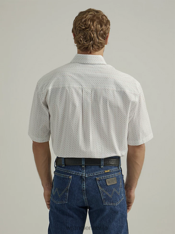 baltā šķirtne Džordžs šaurs krekls ar īsām piedurknēm ar vienu kabatas apdruku pogu vīriešiem apģērbs Wrangler BFNTB302