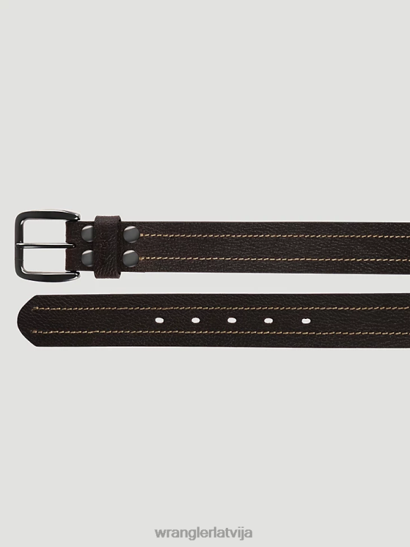 brūns oļu graudu ādas josta vīriešiem Piederumi Wrangler BFNTB703