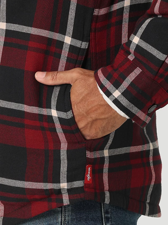 cabernet smagsvara rūtainā kreklu jaka ar šerpu oderi vīriešiem apģērbs Wrangler BFNTB387