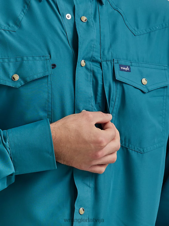 dziļa zilganzaļa Performance snap masīvs krekls ar garām piedurknēm vīriešiem apģērbs Wrangler BFNTB433