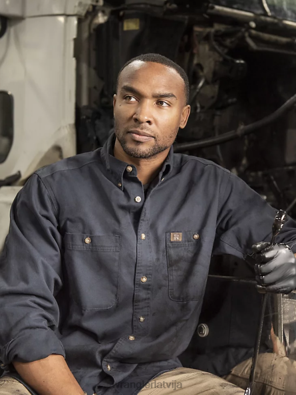 flote riggs workwear ar garām piedurknēm pogu uz leju cieta sarža darba krekls vīriešiem apģērbs Wrangler BFNTB350