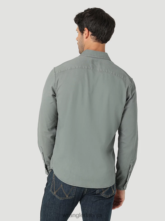 gunmetāls Episks mīksts elastīgs sarža sarža krekls vīriešiem apģērbs Wrangler BFNTB332