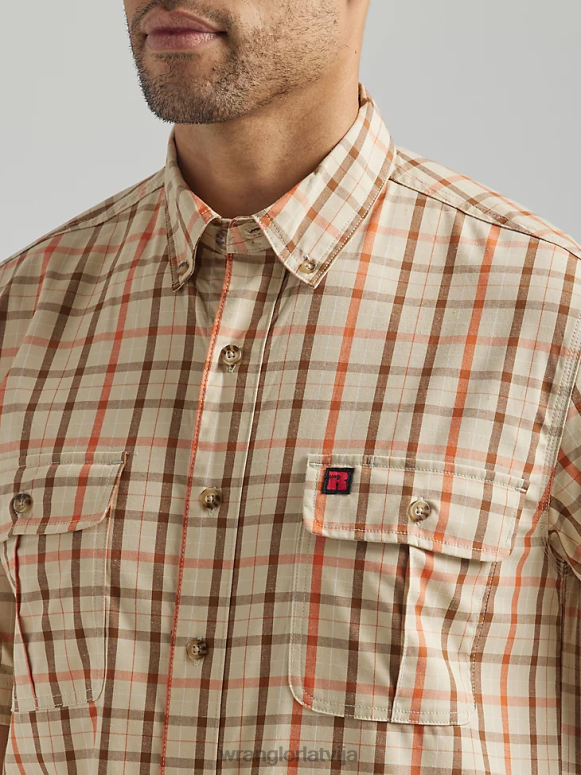 haki dzeltens riggs workwear rūtains darba krekls vīriešiem apģērbs Wrangler BFNTB673