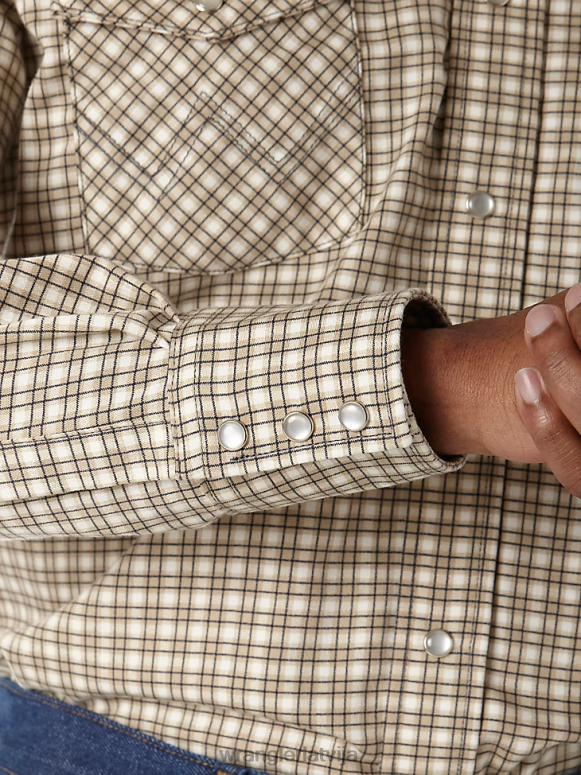 haki/balts fr Ugunsizturīgs rūtains krekls ar garām piedurknēm vīriešiem apģērbs Wrangler BFNTB502