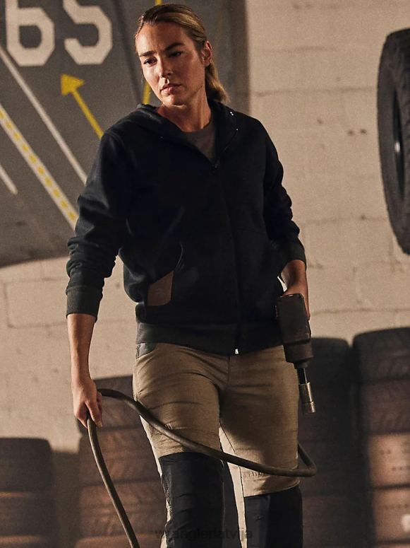 melns riggs workwear darba kapuce ar pilnu rāvējslēdzēju sievietes apģērbs Wrangler BFNTB866