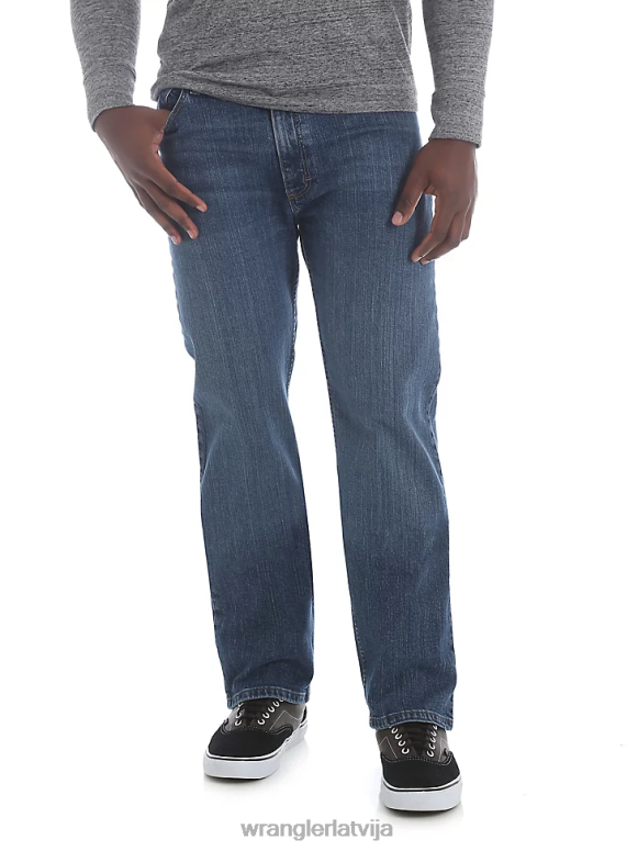 tumšā akmens skalošana Pieczvaigžņu augstākās kvalitātes džinsa elastīgs džinss komfortam, regulāri pieguļošs džinss vīriešiem apģērbs Wrangler BFNTB139