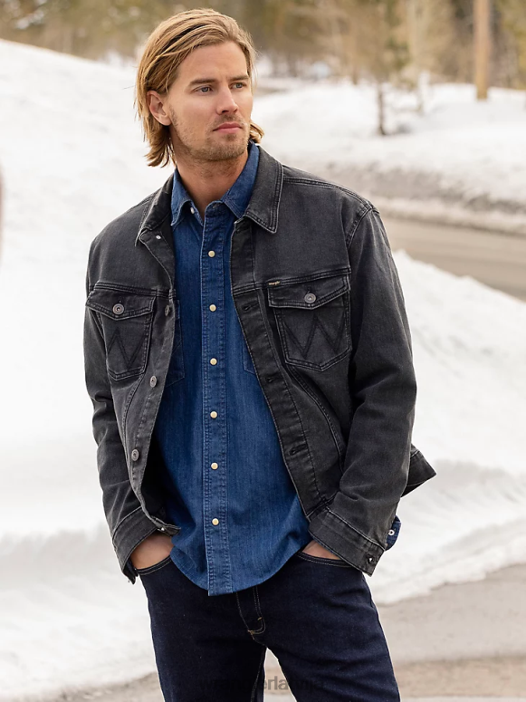 melns klasiska džinsa trucker jaka vīriešiem apģērbs Wrangler BFNTB613