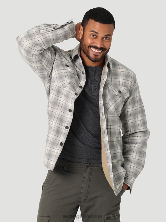 tvaikojošs pelēks smagsvara rūtainā kreklu jaka ar šerpu oderi vīriešiem apģērbs Wrangler BFNTB389