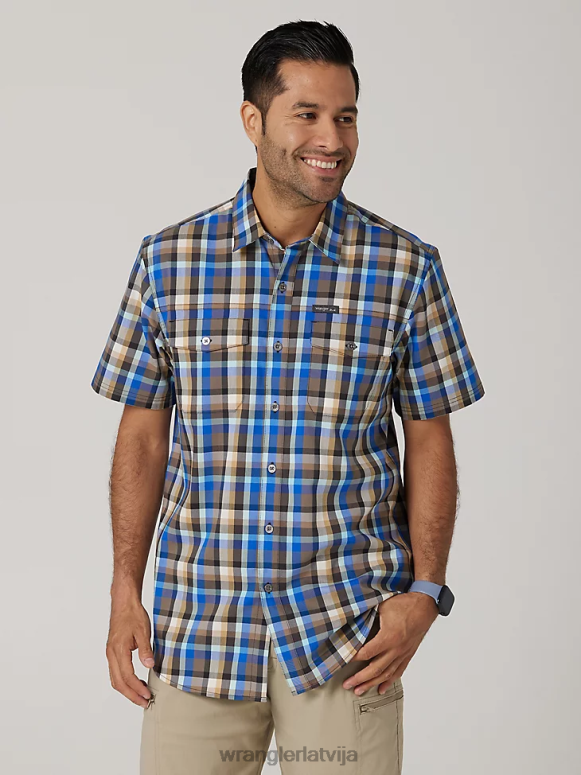 ametista jūrmala videi draudzīgs rūtains sporta krekls ar īsām piedurknēm vīriešiem apģērbs Wrangler BFNTB400