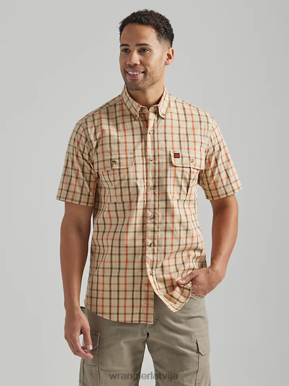 haki dzeltens riggs workwear rūtains darba krekls vīriešiem apģērbs Wrangler BFNTB673