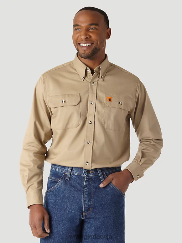 haki riggs workwear fr liesmas izturīgs darba krekls vīriešiem apģērbs Wrangler BFNTB405