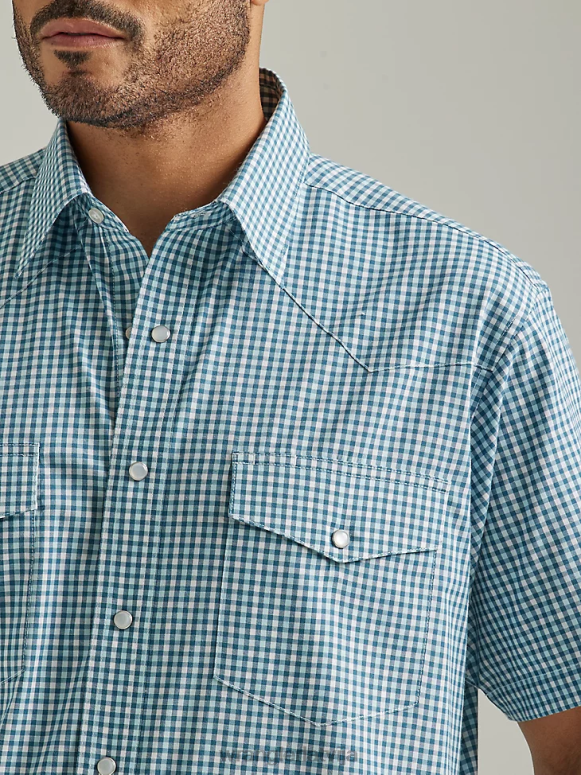 jaukti zaļumi Pret grumbām Rietumu rūtains krekls ar īsām piedurknēm vīriešiem apģērbs Wrangler BFNTB447