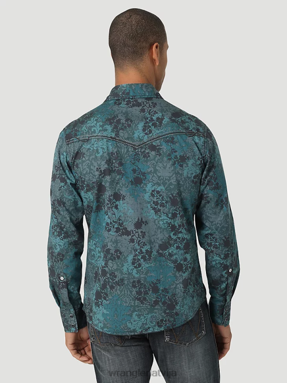 jēlāda kovboju piegriezuma stingra apdare ar garām piedurknēm rietumu snap ciets darba krekls vīriešiem apģērbs Wrangler BFNTB416