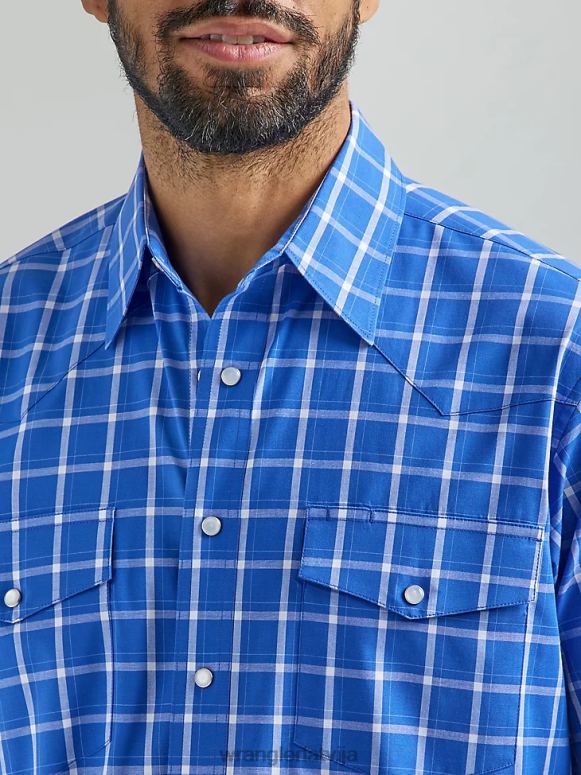 karaliski zils Pret grumbām Rietumu rūtains krekls ar īsām piedurknēm vīriešiem apģērbs Wrangler BFNTB444