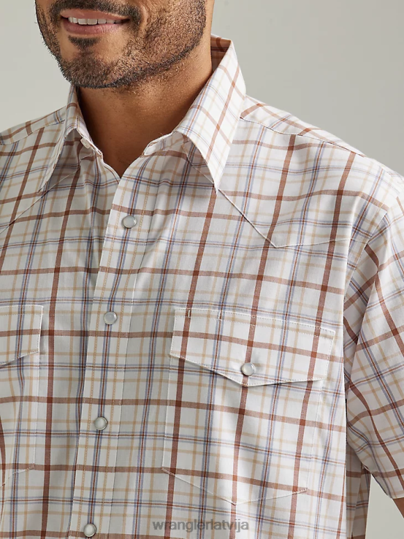 kāpu brūns Pret grumbām Rietumu rūtains krekls ar īsām piedurknēm vīriešiem apģērbs Wrangler BFNTB448