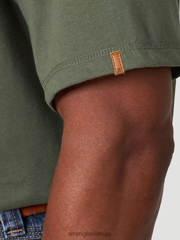 lazdu zaļš riggs workwear īsām piedurknēm 1 kabatas performances t-krekls vīriešiem apģērbs Wrangler BFNTB279