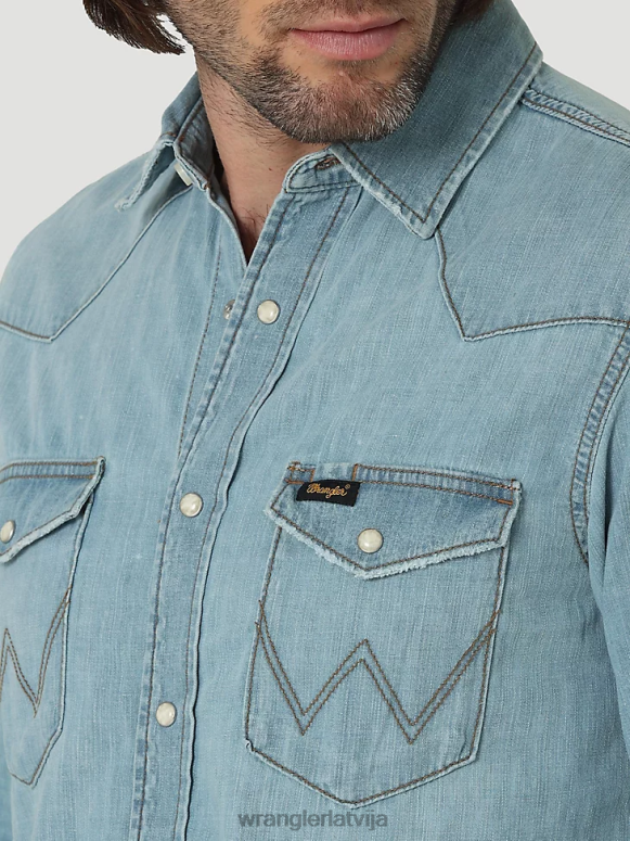 ledaini zils mantojuma darba krekls vīriešiem apģērbs Wrangler BFNTB477