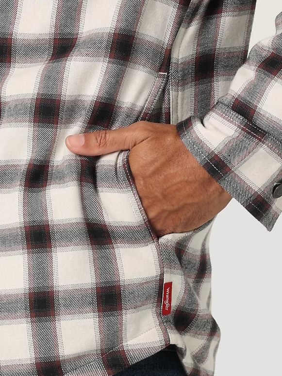 lillija balta smagsvara rūtainā kreklu jaka ar šerpu oderi vīriešiem apģērbs Wrangler BFNTB390