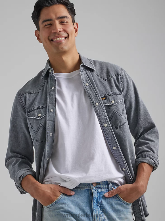 mazgāta melnā krāsā mantojuma darba krekls vīriešiem apģērbs Wrangler BFNTB474