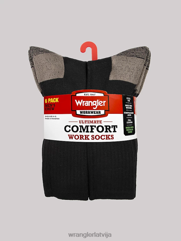 melns apkalpes darba zeķes (6 iepakojumi) vīriešiem Piederumi Wrangler BFNTB727