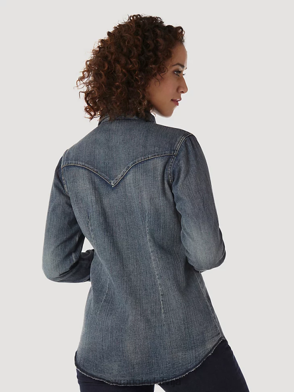 melns ar garām piedurknēm viens punkts priekšpusē un aizmugurē jūgu ciets tops sievietes apģērbs Wrangler BFNTB888