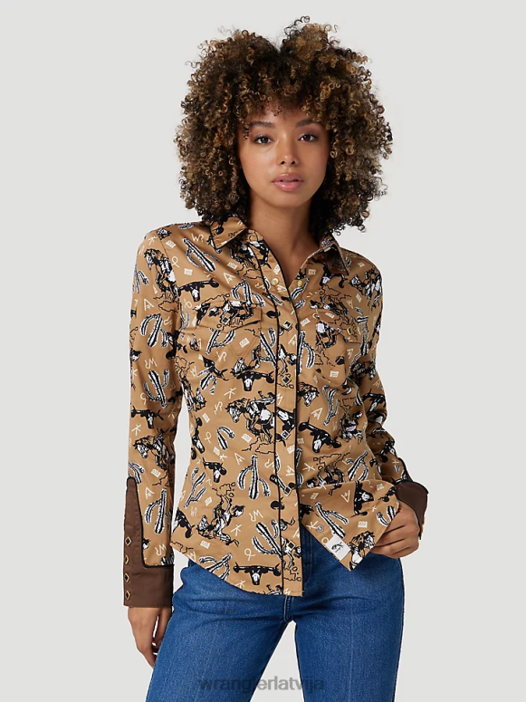 melns ar garām piedurknēm viens punkts priekšpusē un aizmugurē jūgu ciets tops sievietes apģērbs Wrangler BFNTB888