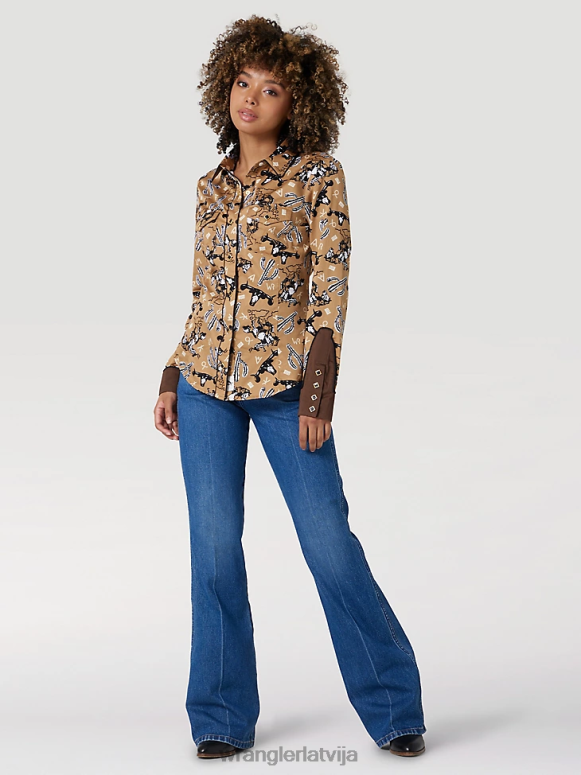 melns ar garām piedurknēm viens punkts priekšpusē un aizmugurē jūgu ciets tops sievietes apģērbs Wrangler BFNTB888