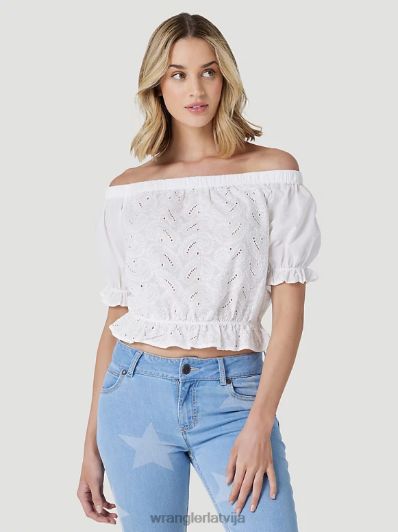 melns ar garām piedurknēm viens punkts priekšpusē un aizmugurē jūgu ciets tops sievietes apģērbs Wrangler BFNTB888