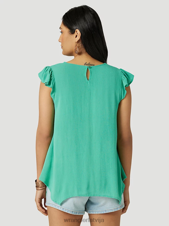 melns ar garām piedurknēm viens punkts priekšpusē un aizmugurē jūgu ciets tops sievietes apģērbs Wrangler BFNTB888