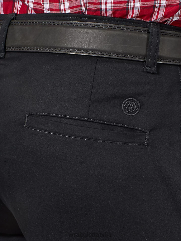 melns ikdienišķas kroku priekšējās bikses vīriešiem apģērbs Wrangler BFNTB261