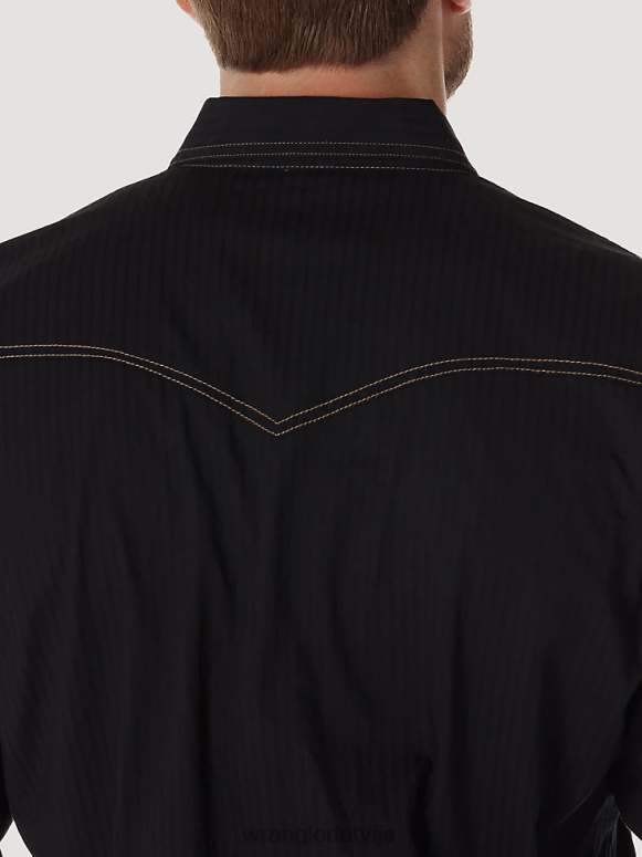 melns retro krekls ar garām piedurknēm vīriešiem apģērbs Wrangler BFNTB471