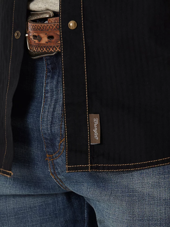 melns retro krekls ar garām piedurknēm vīriešiem apģērbs Wrangler BFNTB471