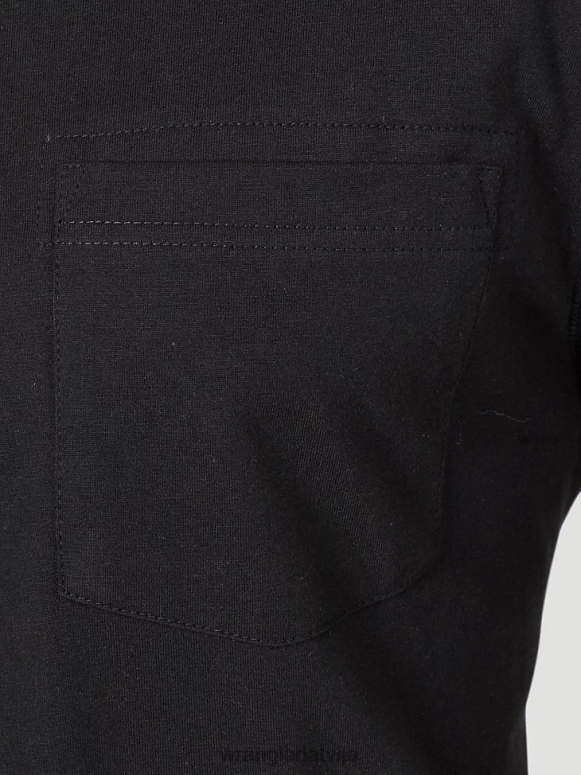 melns riggs workwear ar garām piedurknēm 1 kabatas performances t-krekls vīriešiem apģērbs Wrangler BFNTB284