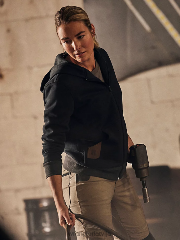 melns riggs workwear darba kapuce ar pilnu rāvējslēdzēju sievietes apģērbs Wrangler BFNTB866