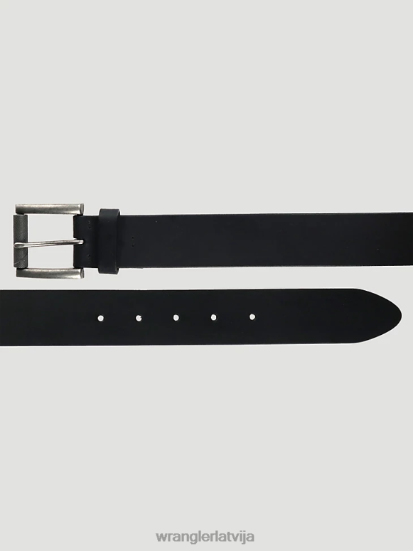 melns sašūta ādas josta vīriešiem Piederumi Wrangler BFNTB701