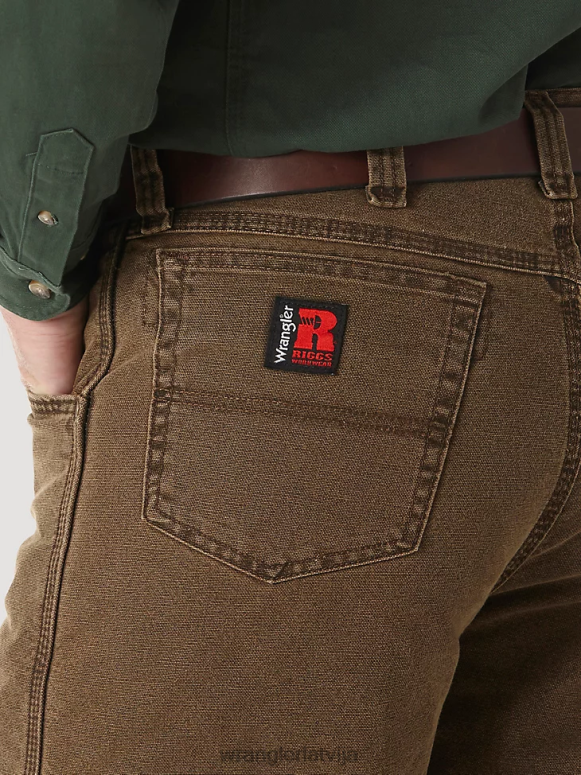 nakts brūns riggs workwear stepēts piecu kabatu džinsu odere vīriešiem apģērbs Wrangler BFNTB192