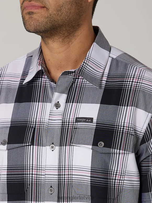 nefrīta melns videi draudzīgs rūtains sporta krekls ar īsām piedurknēm vīriešiem apģērbs Wrangler BFNTB398