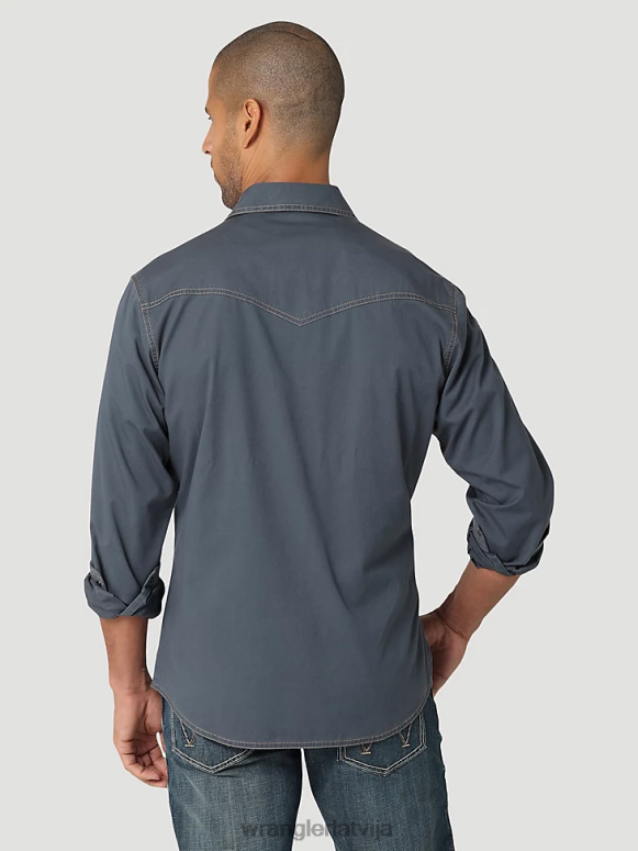 ombre zils Retro premium kontrasta apdare rietumu snap atloku kabatas ciets krekls vīriešiem apģērbs Wrangler BFNTB456