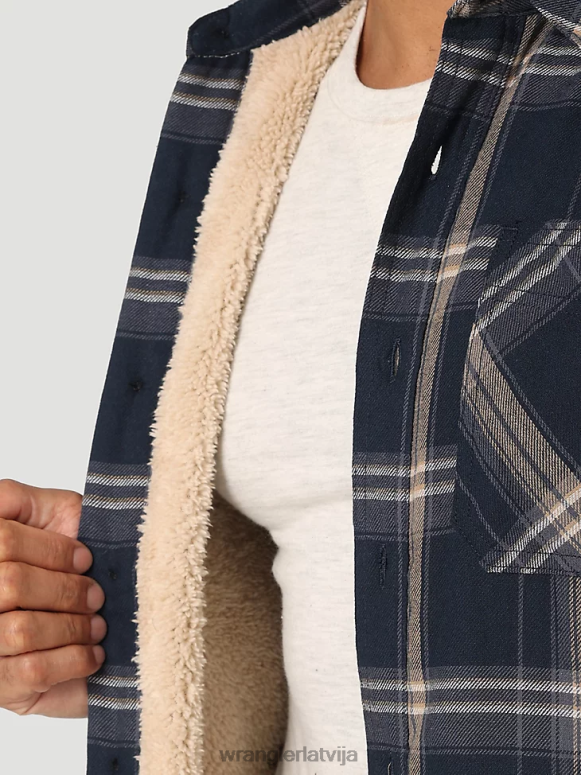 ombre zils smagsvara rūtainā kreklu jaka ar šerpu oderi vīriešiem apģērbs Wrangler BFNTB388