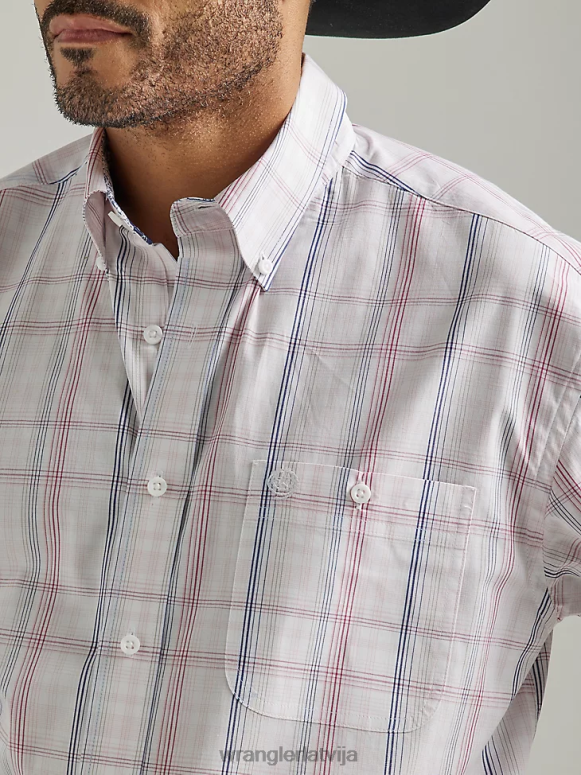 pasteļrozā pleds Džordžs Strait rūtains krekls ar īsām piedurknēm ar 1 kabatas pogu vīriešiem apģērbs Wrangler BFNTB310