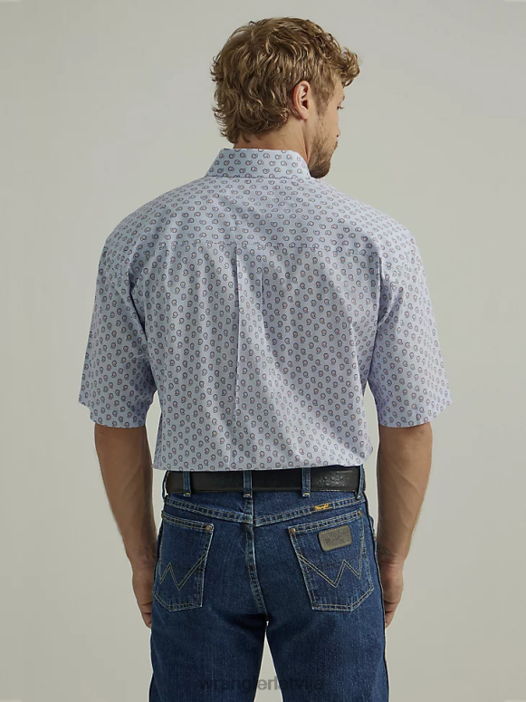 peislija zils george strait krekls ar īsām piedurknēm ar 2 kabatām pogām vīriešiem apģērbs Wrangler BFNTB366